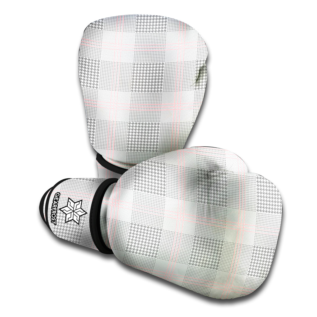 Grey Prince of Wales Check Print Boxing Gloves