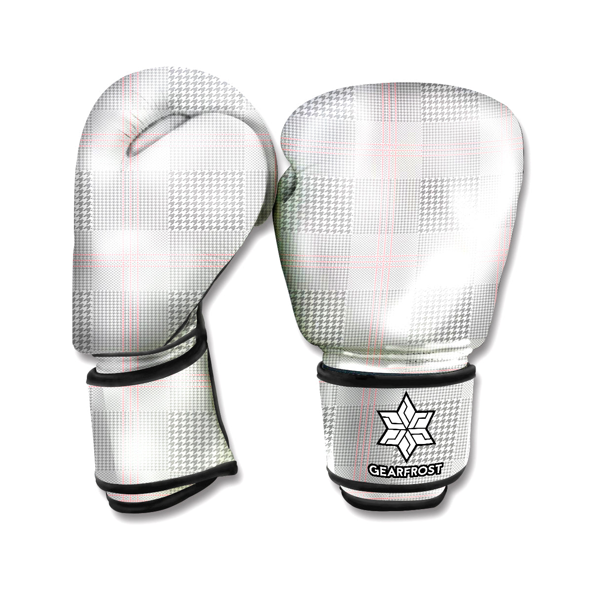 Grey Prince of Wales Check Print Boxing Gloves