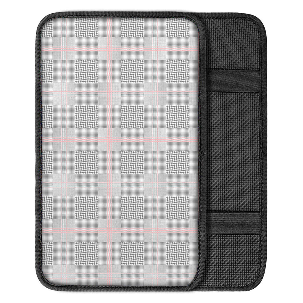 Grey Prince of Wales Check Print Car Center Console Cover