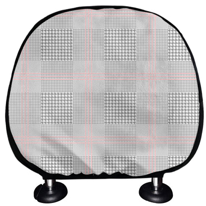 Grey Prince of Wales Check Print Car Headrest Covers