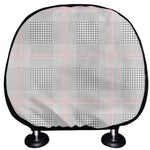 Grey Prince of Wales Check Print Car Headrest Covers