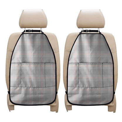 Grey Prince of Wales Check Print Car Seat Organizers