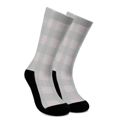 Grey Prince of Wales Check Print Crew Socks