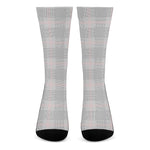 Grey Prince of Wales Check Print Crew Socks