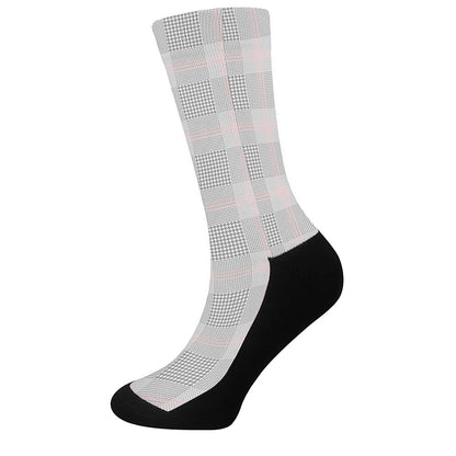 Grey Prince of Wales Check Print Crew Socks