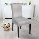 Grey Prince of Wales Check Print Dining Chair Slipcover