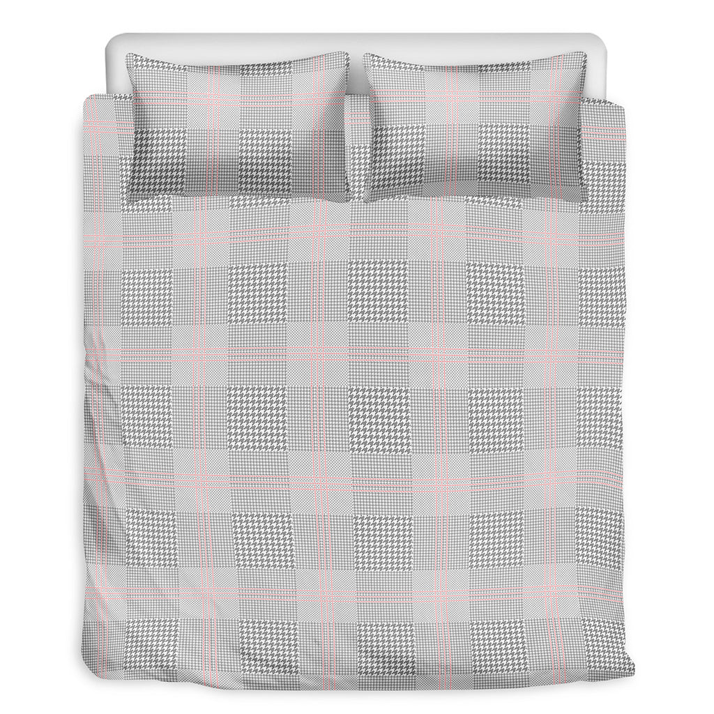 Grey Prince of Wales Check Print Duvet Cover Bedding Set