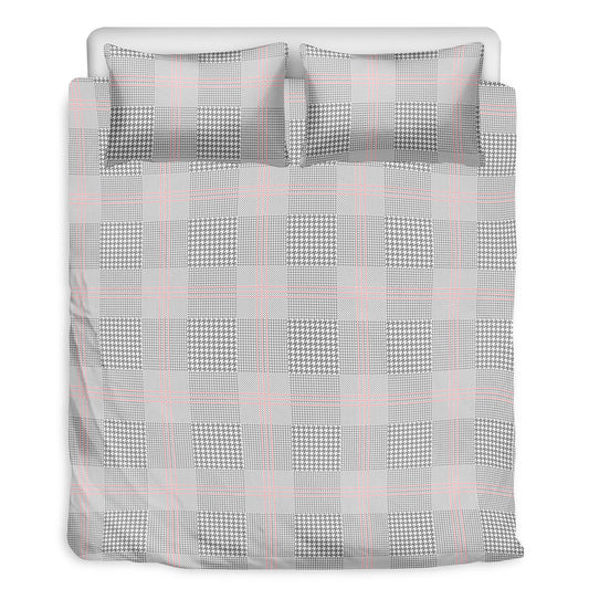 Grey Prince of Wales Check Print Duvet Cover Bedding Set
