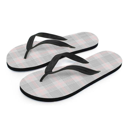 Grey Prince of Wales Check Print Flip Flops