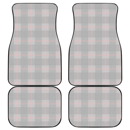 Grey Prince of Wales Check Print Front and Back Car Floor Mats