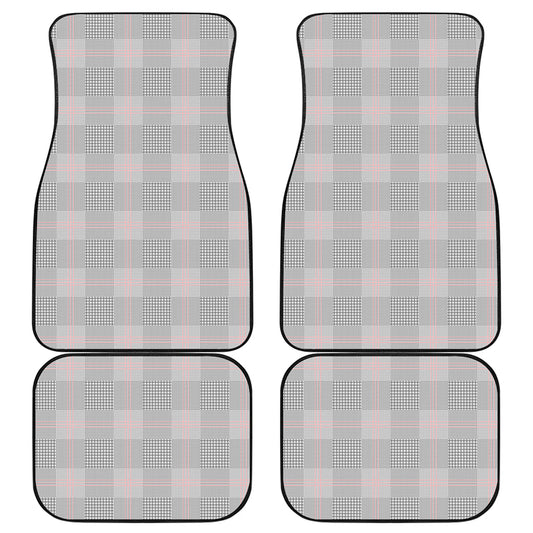 Grey Prince of Wales Check Print Front and Back Car Floor Mats