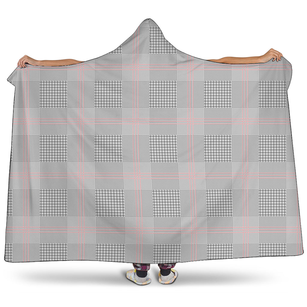 Grey Prince of Wales Check Print Hooded Blanket