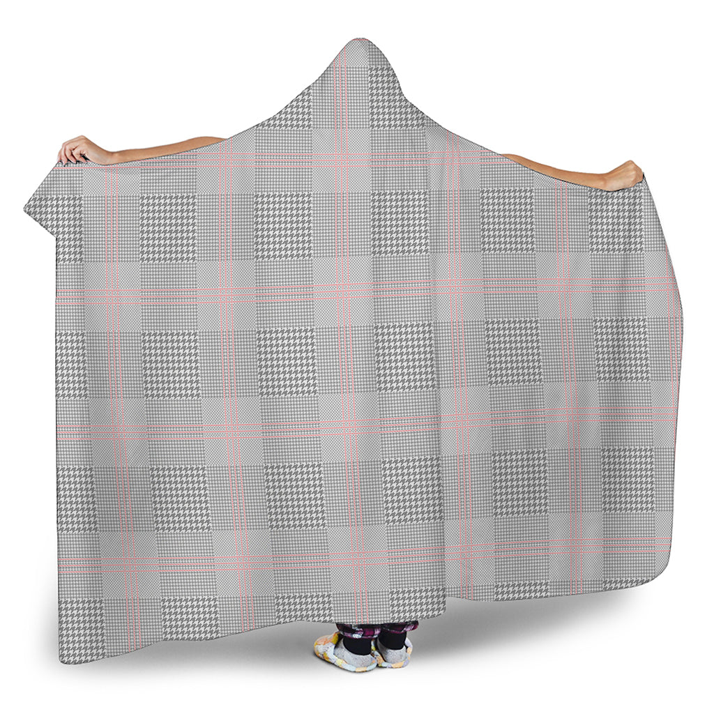 Grey Prince of Wales Check Print Hooded Blanket