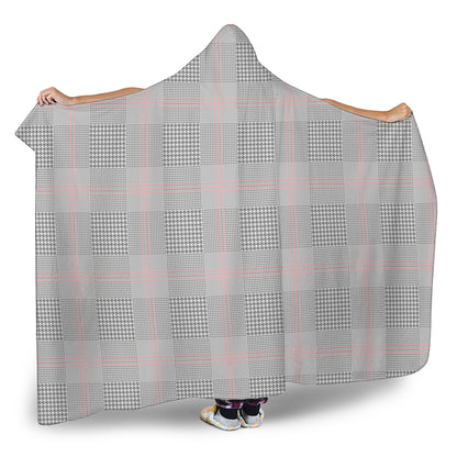 Grey Prince of Wales Check Print Hooded Blanket