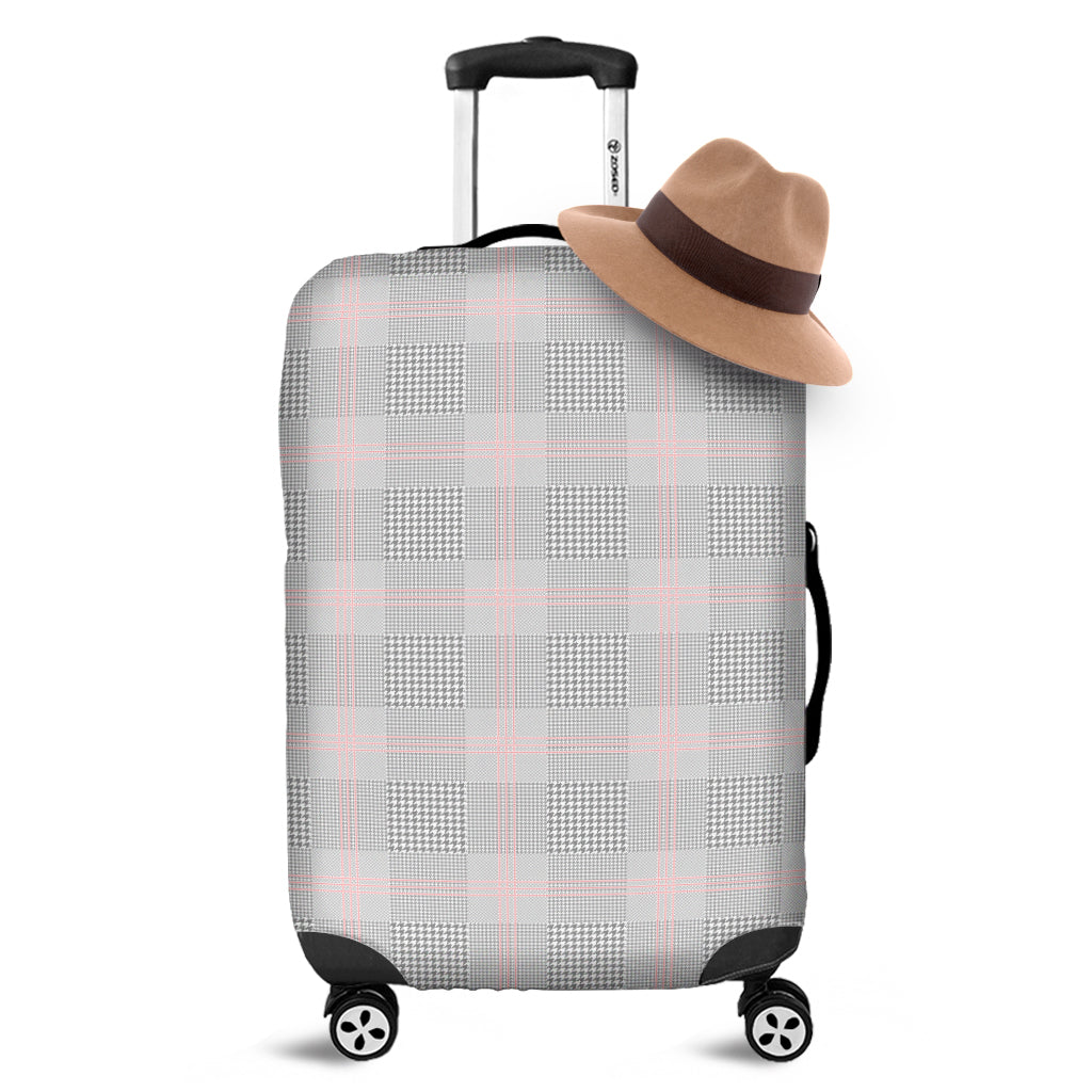 Grey Prince of Wales Check Print Luggage Cover