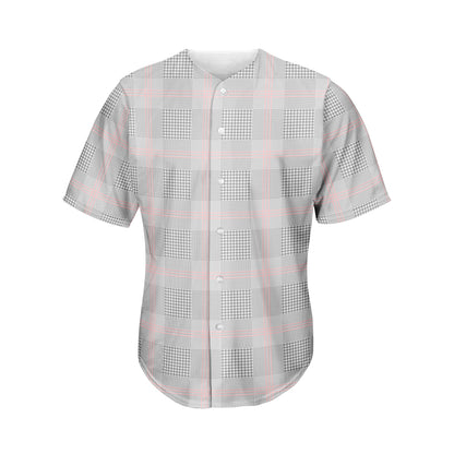 Grey Prince of Wales Check Print Men's Baseball Jersey