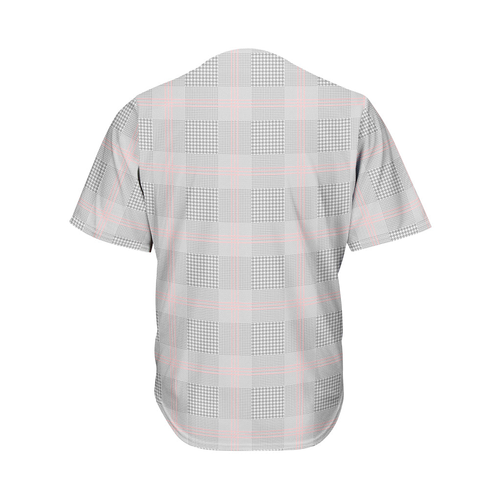 Grey Prince of Wales Check Print Men's Baseball Jersey