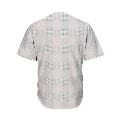 Grey Prince of Wales Check Print Men's Baseball Jersey
