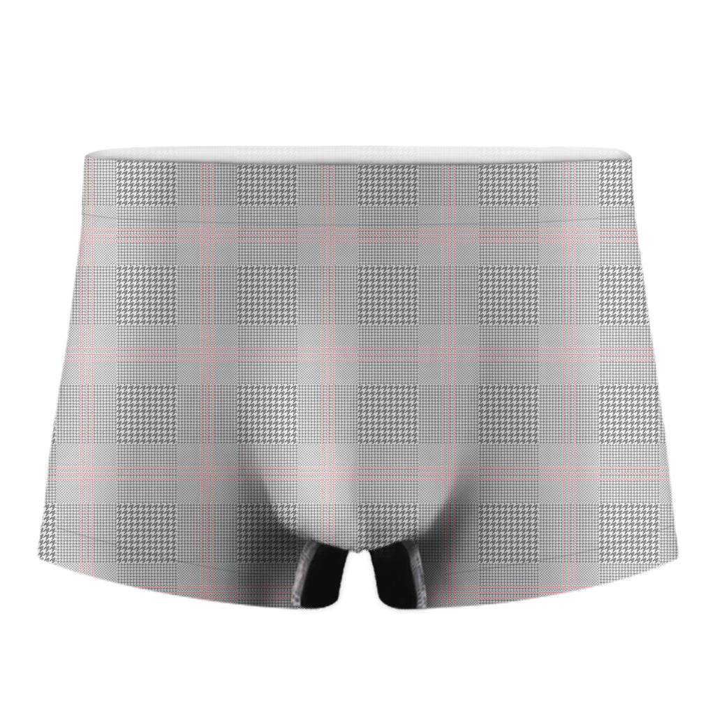 Grey Prince of Wales Check Print Men's Boxer Briefs