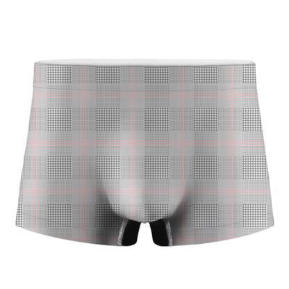 Grey Prince of Wales Check Print Men's Boxer Briefs
