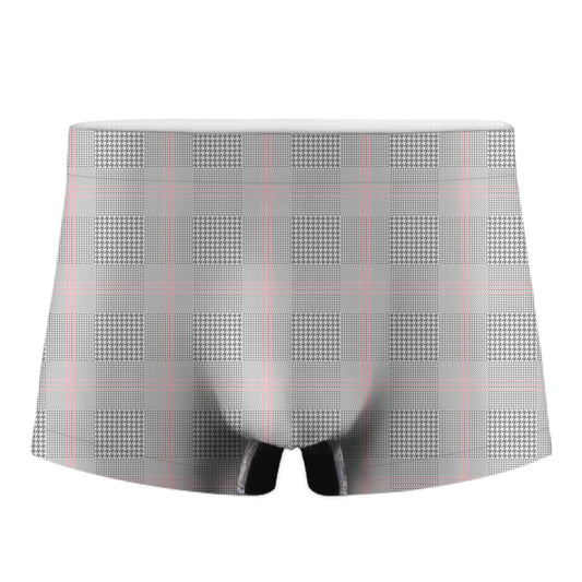 Grey Prince of Wales Check Print Men's Boxer Briefs