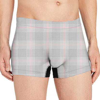 Grey Prince of Wales Check Print Men's Boxer Briefs