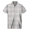 Grey Prince of Wales Check Print Men's Short Sleeve Shirt