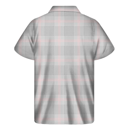 Grey Prince of Wales Check Print Men's Short Sleeve Shirt