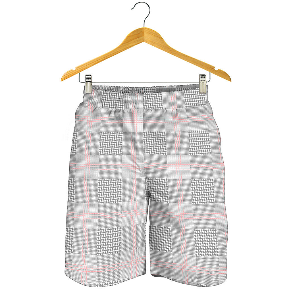 Grey Prince of Wales Check Print Men's Shorts