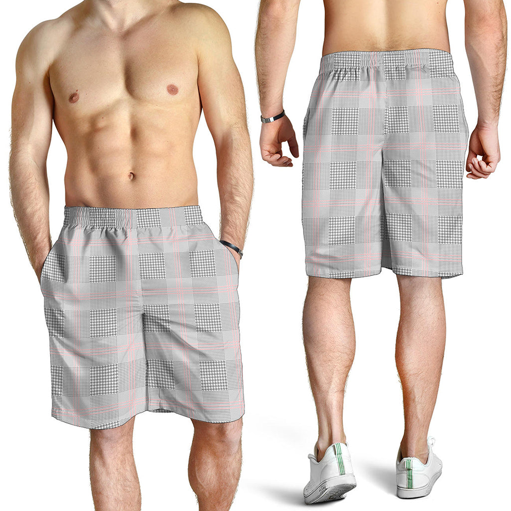 Grey Prince of Wales Check Print Men's Shorts
