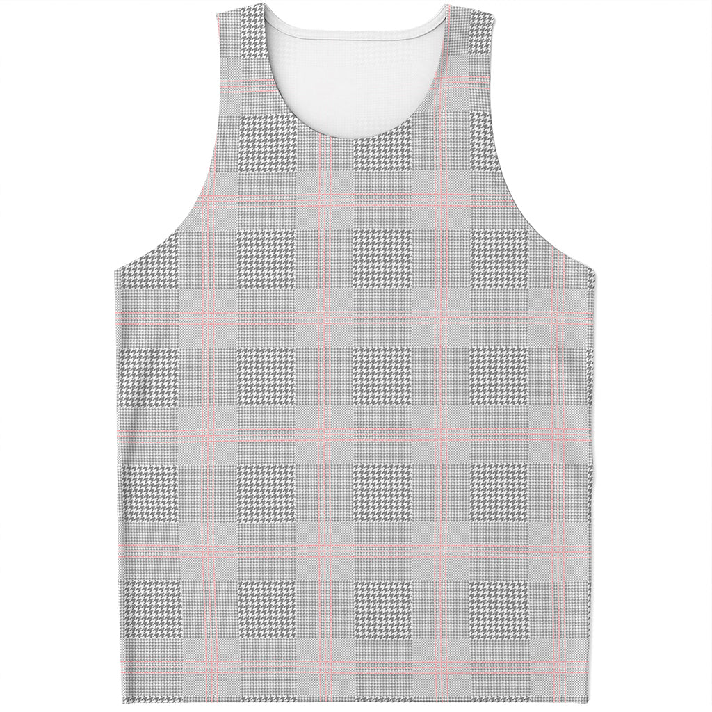 Grey Prince of Wales Check Print Men's Tank Top