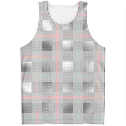 Grey Prince of Wales Check Print Men's Tank Top