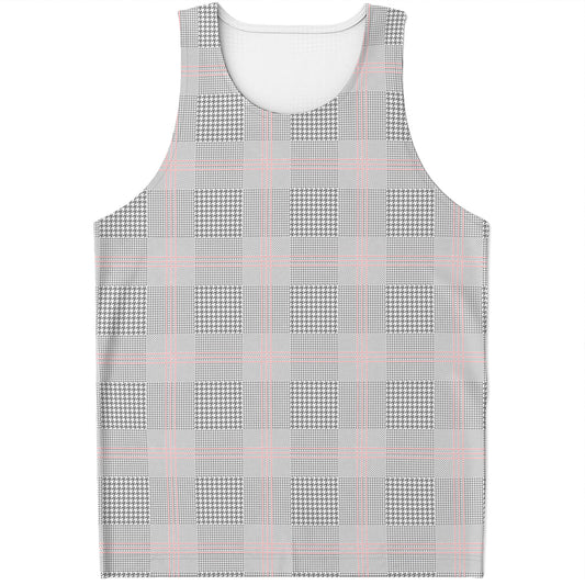 Grey Prince of Wales Check Print Men's Tank Top