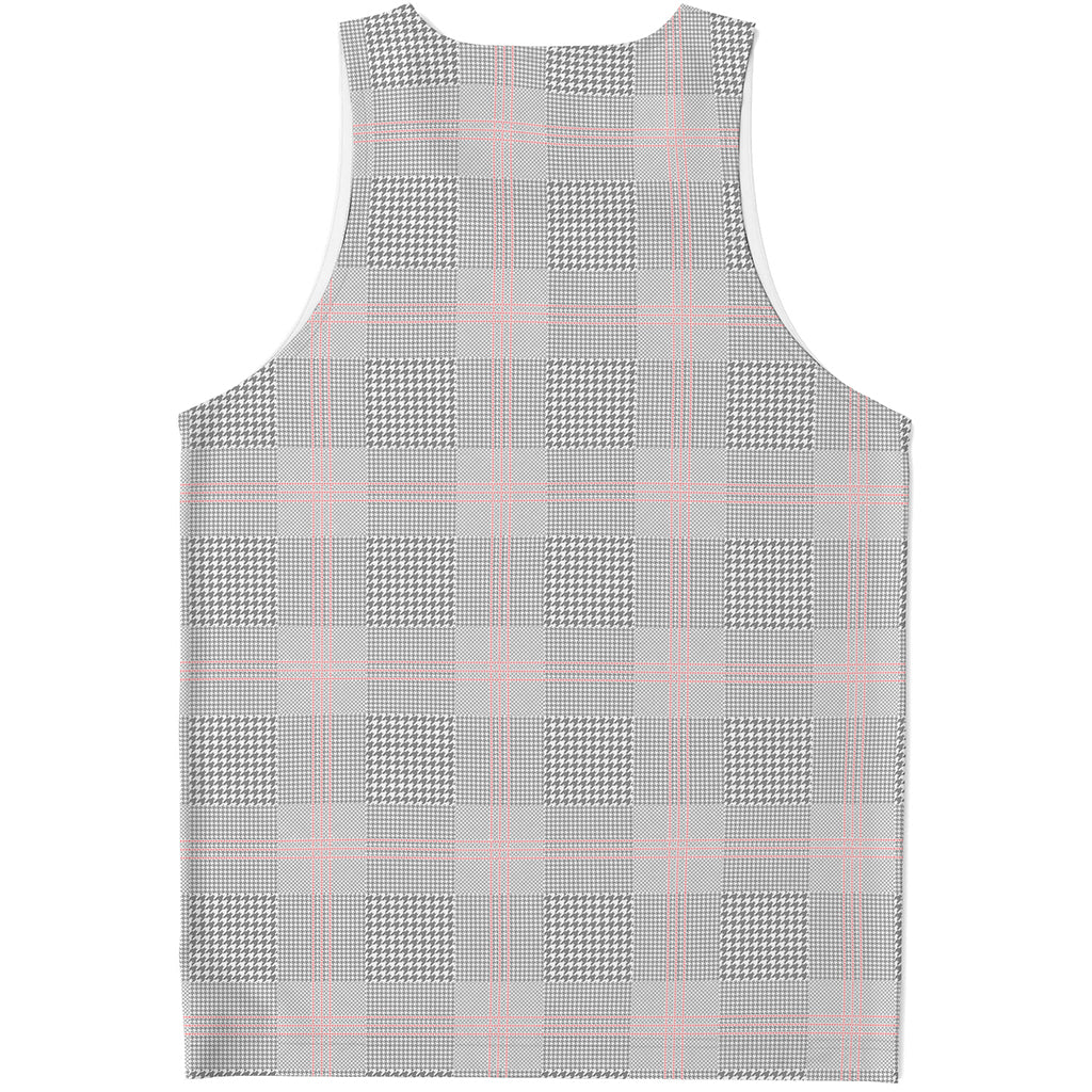Grey Prince of Wales Check Print Men's Tank Top