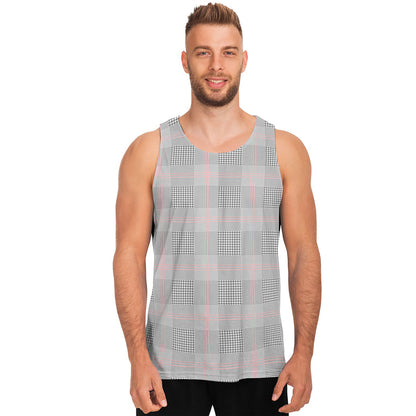 Grey Prince of Wales Check Print Men's Tank Top