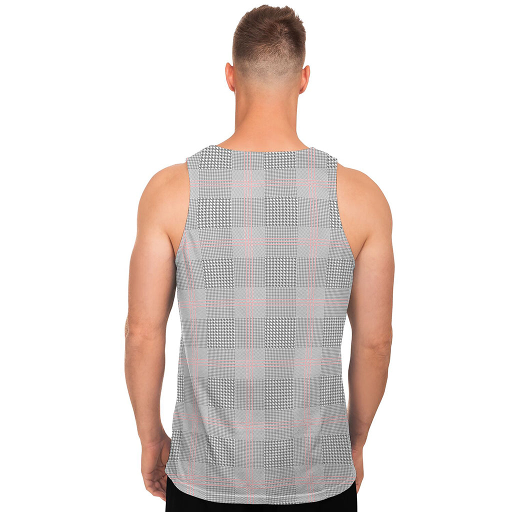 Grey Prince of Wales Check Print Men's Tank Top