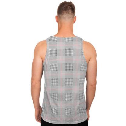Grey Prince of Wales Check Print Men's Tank Top