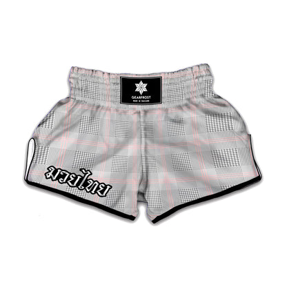 Grey Prince of Wales Check Print Muay Thai Boxing Shorts