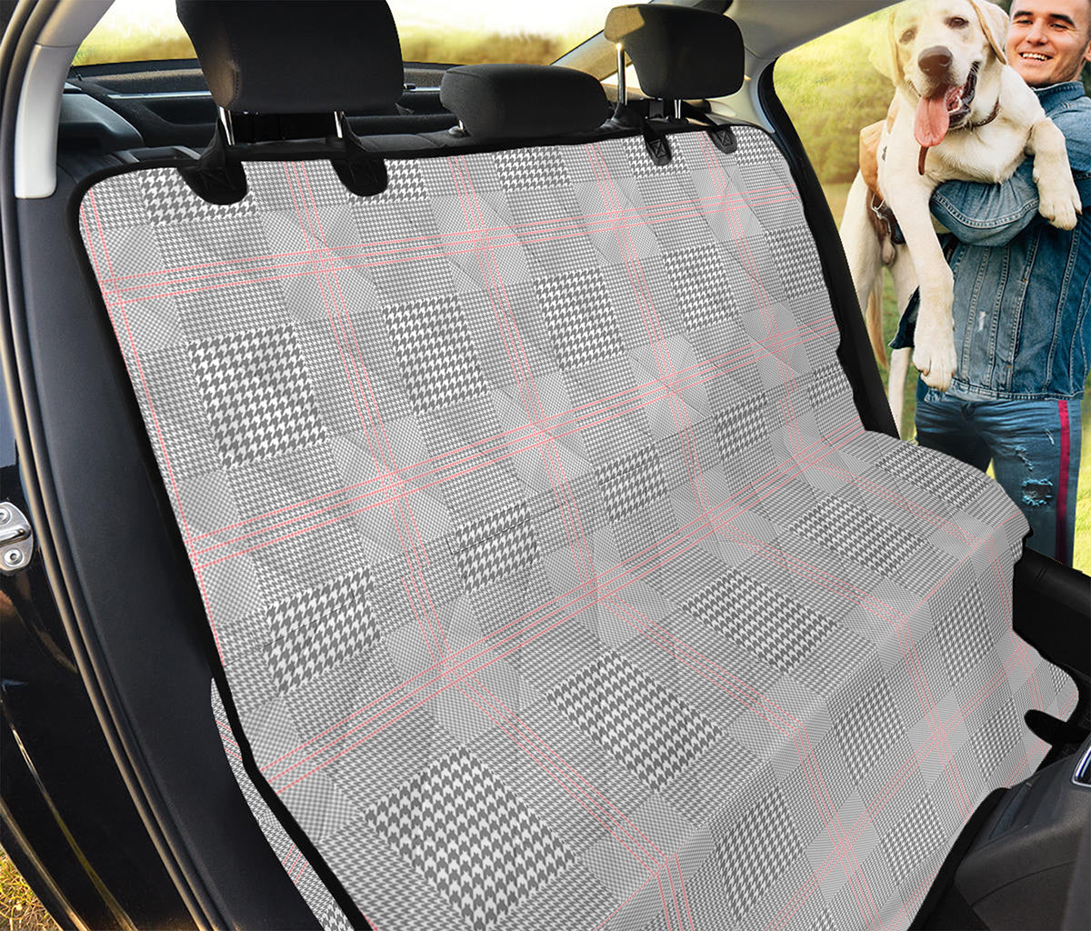 Grey Prince of Wales Check Print Pet Car Back Seat Cover