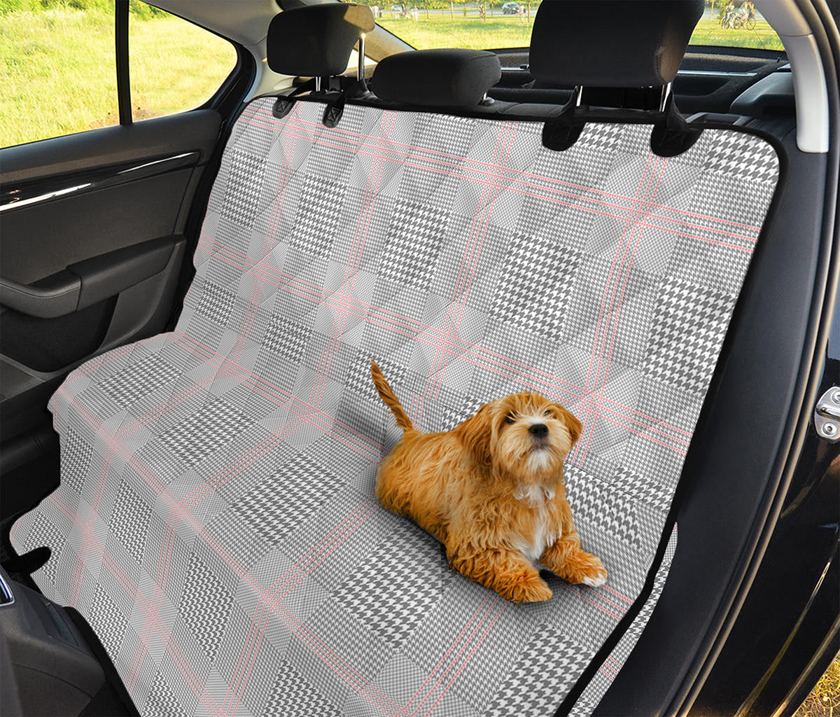 Grey Prince of Wales Check Print Pet Car Back Seat Cover
