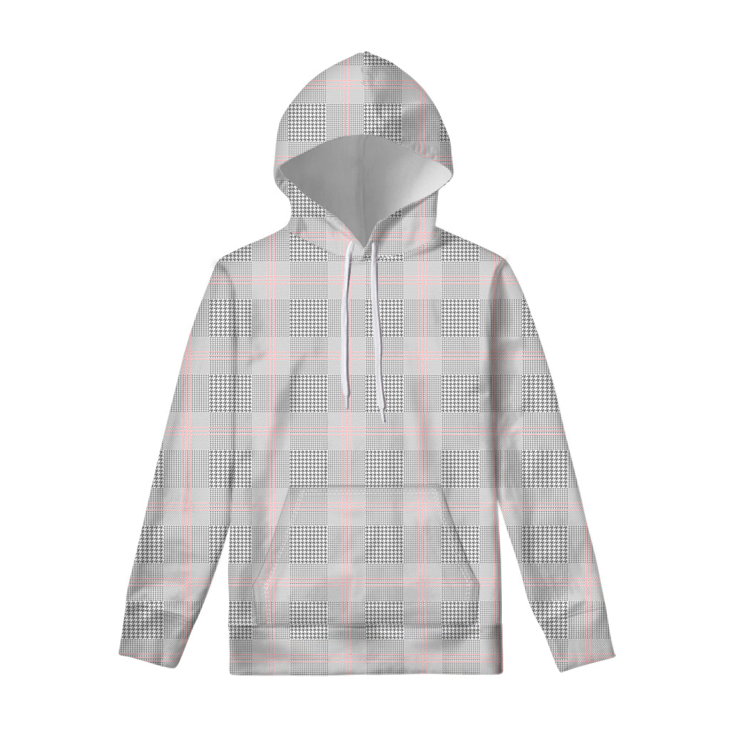 Grey Prince of Wales Check Print Pullover Hoodie