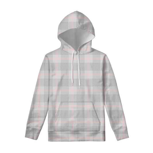 Grey Prince of Wales Check Print Pullover Hoodie