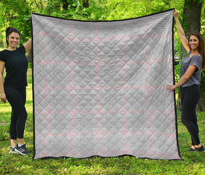Grey Prince of Wales Check Print Quilt