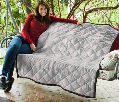 Grey Prince of Wales Check Print Quilt