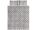 Grey Prince of Wales Check Print Quilt Bed Set
