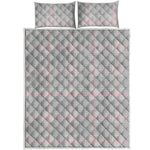 Grey Prince of Wales Check Print Quilt Bed Set
