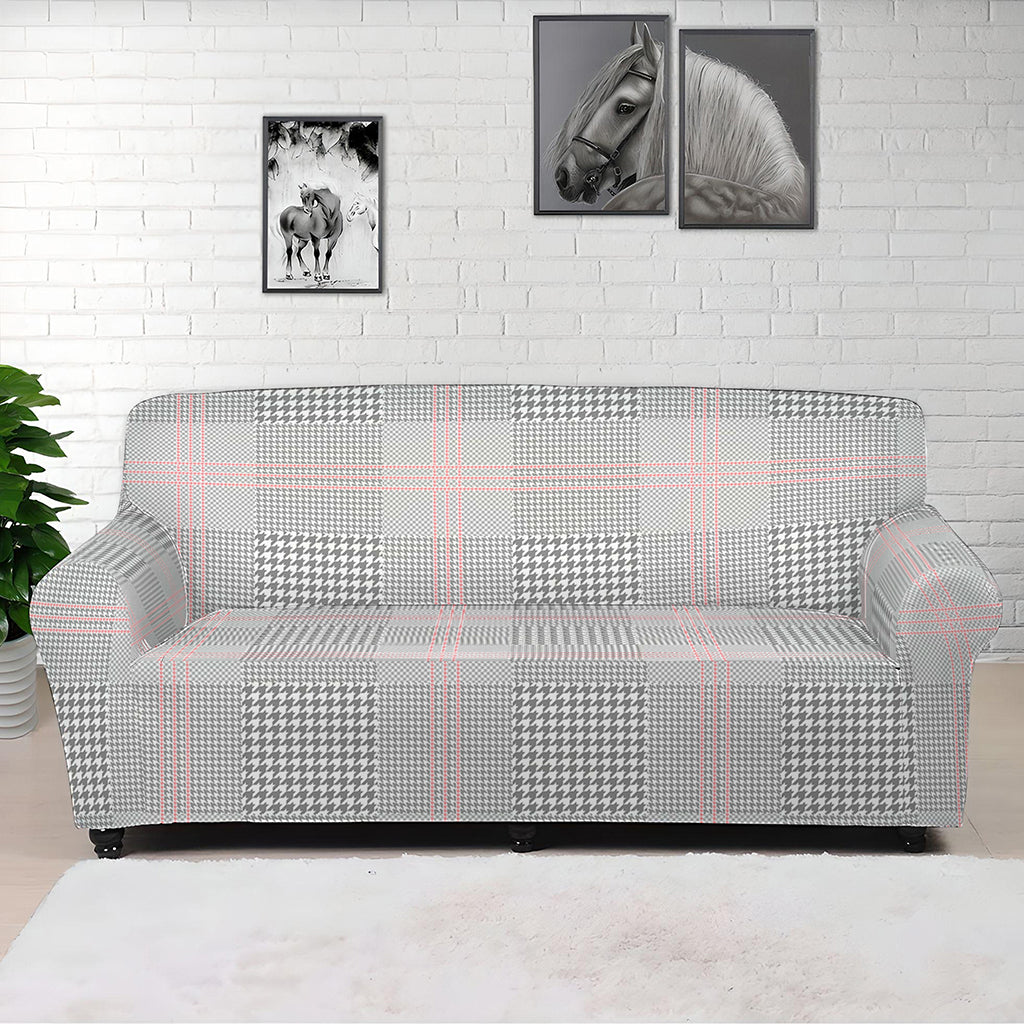 Grey Prince of Wales Check Print Sofa Cover