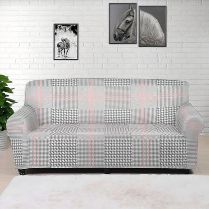 Grey Prince of Wales Check Print Sofa Cover