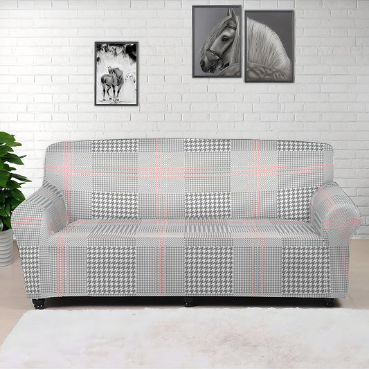 Grey Prince of Wales Check Print Sofa Cover