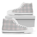 Grey Prince of Wales Check Print White High Top Sneakers